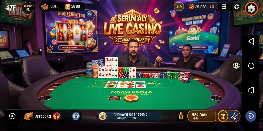 Tampilan gameplay seru di aplikasi Live Casino 47F.