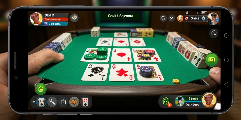 Tampilan screenshot utama DEMI11 yang menampilkan gameplay Gaple yang menarik.