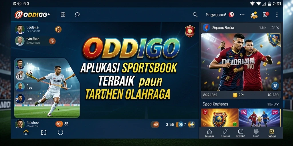 Tampilan utama ODDIGO dengan fitur taruhan olahraga.